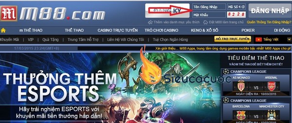 Cá cược thể thao điện tử Esports với M88